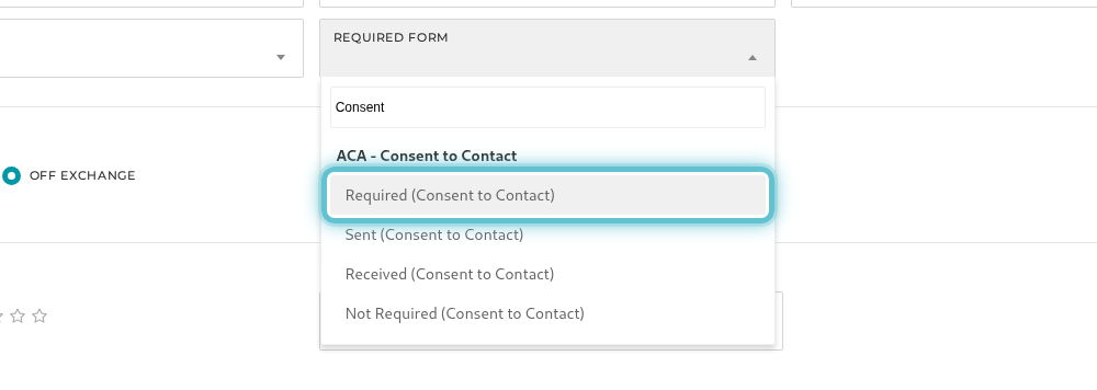 The Required Form field with Required (Consent to Contact) highlighted