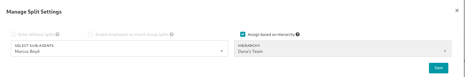Manage Split Settings with Assign based on Hierarchy checked and a hierarchy selected