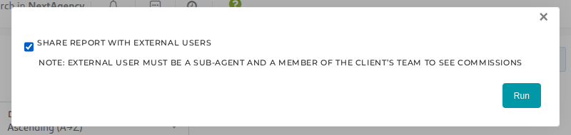Report Sub-Agents Separately with Share Report With External Users checked