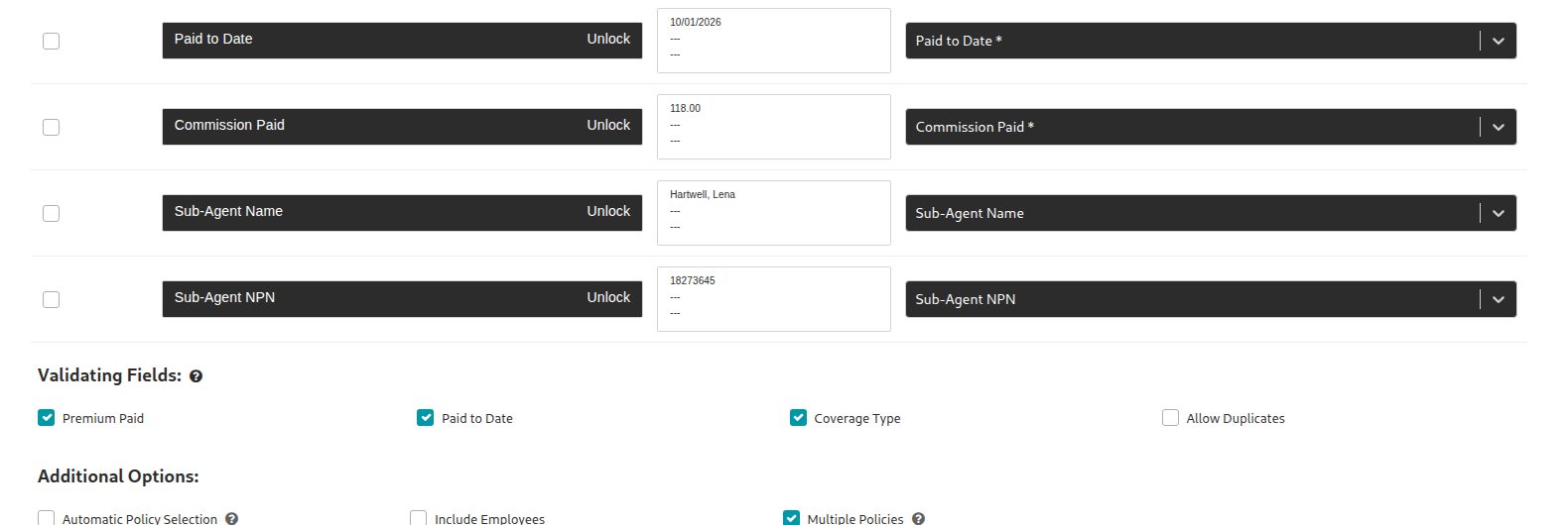 Sub-Agent Name and Sub-Agent NPN mapped on the Map Headers step